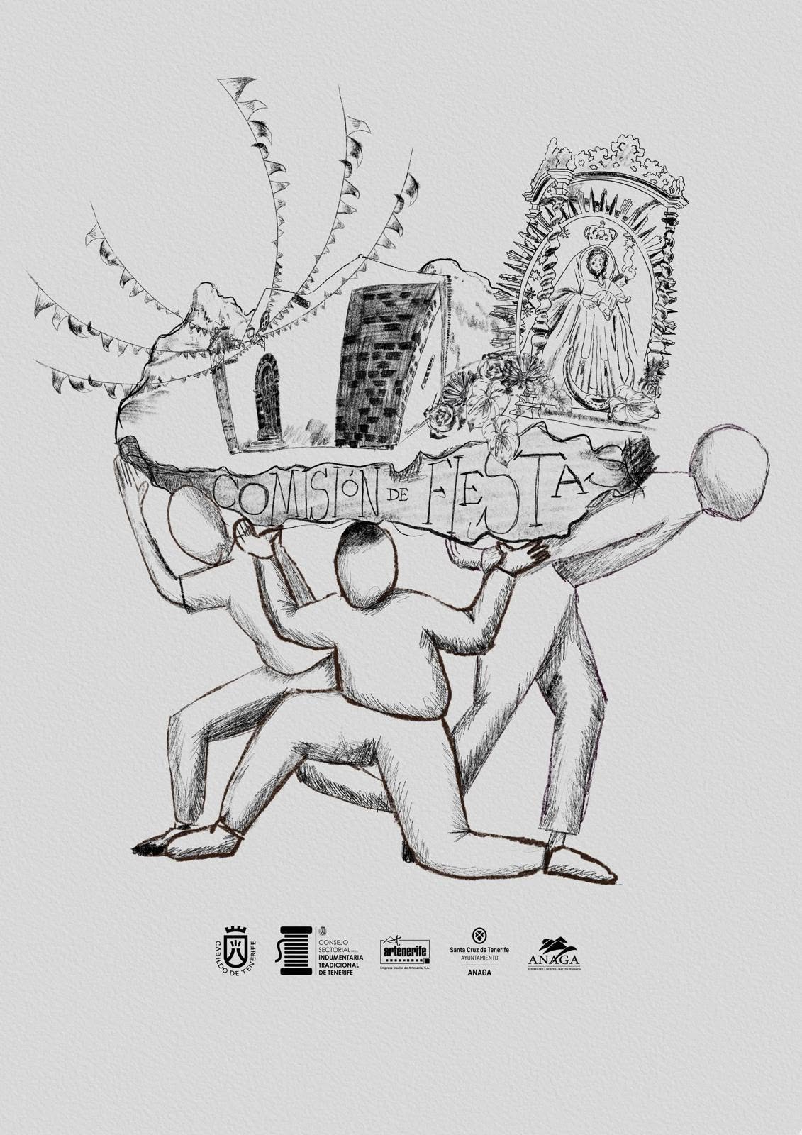 Reconocimiento a Arón Morales por una ilustración dedicada a las Fiestas de la Virgen de las Nieves de Taganana